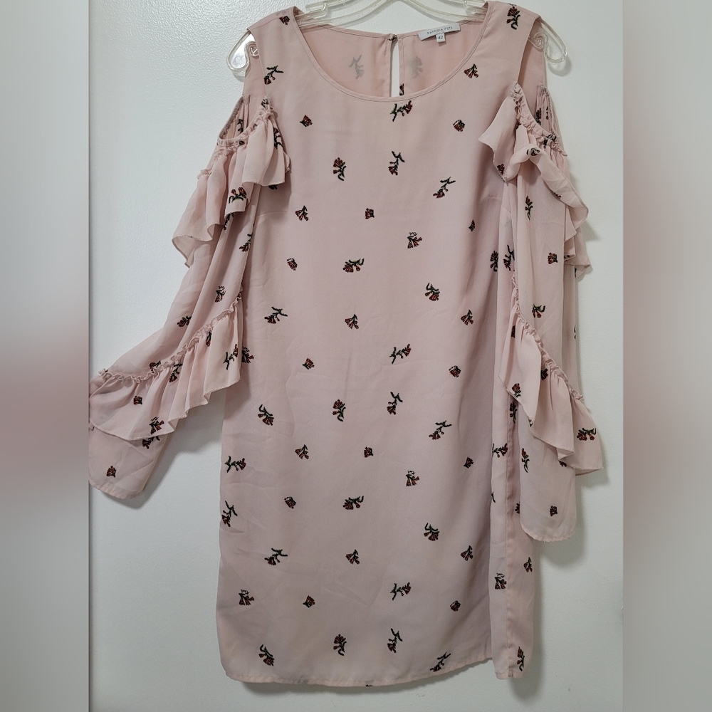 Patrizia Pepe Dress Pink Floral Mini Cold Shoulder Long Sleeve 42/Small